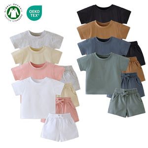 Set Estivo in Cotone Biologico per Bambini, Maglietta a Maniche Corte e <span class=keywords><strong>Pantaloni</strong></span>, Completo 2 Pezzi per Bambine e Bambini - Product Image 1