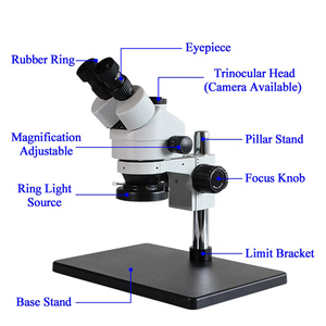 High Precision 6.7X-45X Zoom Optical Stereo <strong>Microscope</strong> Binocular Drawtube LED Light OEM Customizable Industrial <strong>Biology</strong> Research - Product Image 3