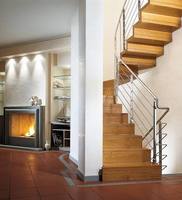 Escalier intérieur personnalisé durable en pierre naturelle empilée, pour villa, loft, duplex, avec garde-corps en verre moderne et luxueux pour appartement et hôtel
