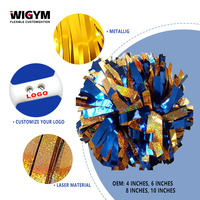Pompons de cheerleading de compétition personnalisés OEM en métal durable avec poignée de bâton, écologiques et de haute qualité, marque WIGYM