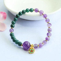 Bracelet en perles de jade et améthyste naturelles de qualité A, motif floral, pour femme, anniversaire, diffusion en direct, culture du temple, créatif, vente en gros