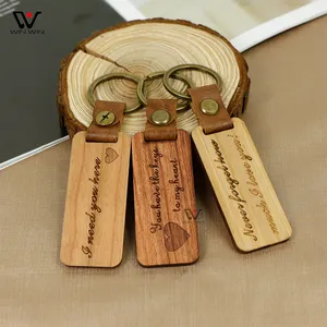 Promotie Geschenken Houten Sleutelhanger Sleutelhanger Vaderdag Thanksgiving Lederen Sleutelhanger