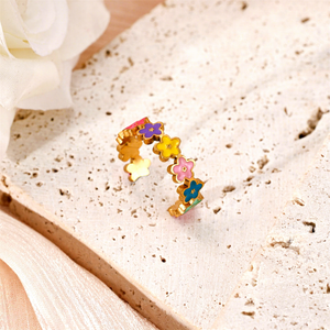 <span class=keywords><strong>Anillo</strong></span> Abierto de Acero Inoxidable con Diseño de Hoja y Flor para <span class=keywords><strong>Mujer</strong></span>, Joyería Coreana de Moda INS de Acero de Titanio, Regalo de Cumpleaños - Product Image 4