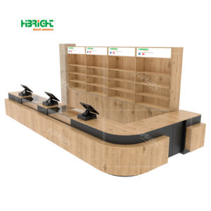 Comptoir de caisse de supermarché Highbright magasin de détail large utilisé bois acier et MDF caissier amical - Product Image 3