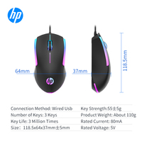 Penjualan Terbaik grosir murah h-p M160 Mouse Gaming berkabel LED cair 3D aksesoris Flash USB bisu untuk rumah kantor Desktop Laptop