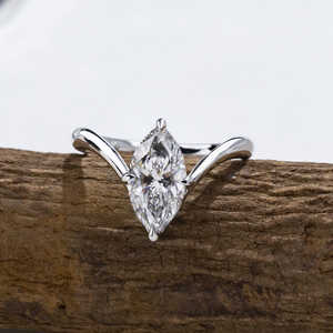 Bague de fiançailles Messi Jewelry MSR-2108 en or 18 carats avec diamant de laboratoire taille marquise - Product Image 1