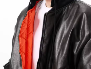 Chaqueta de Cuero con Capucha para Hombre, de Alta Calidad, Resistente al Viento e Impermeable, Talla Grande, para Invierno - Product Image 4