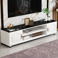 Meubles de salon de style européen pour espaces compacts Tables basses modernes minimalistes Meubles TV Bois d'ingénierie Verre trempé