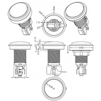 Interrupteur rond à bouton poussoir léger 45mm 46mm pour jeux à pièces pour consoles de machines à griffes et d'arcade
