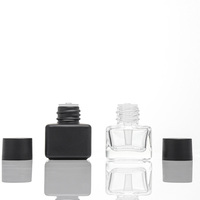 Flacon compte-gouttes carré miniature de 15 ml, en verre noir mat transparent rose avec bouchon à vis en plastique noir rose, flacon vide pour huile essentielle