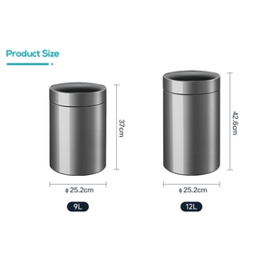 Upella Stainless Steel 9 L Round Gold Trash Can Hotel <strong>Bedroom</strong> Open Top <strong>Bin</strong> - Product Image 3