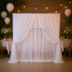 Rideau de fond en tulle blanc 10ft x 5ft, élégant voile de fond en mousseline pour photos de mariage, anniversaire, fête prénuptiale - Product Image 2