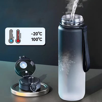 Bouteille d'eau en plastique écologique anti-fuite de 650 ml, tendance, pour le sport et la course en plein air, avec couvercle