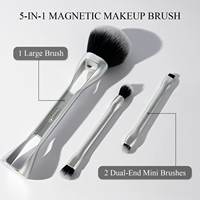 Ensemble de pinceaux de maquillage multifonctionnels 5 en 1, poils synthétiques doux, pinceaux de maquillage de luxe, vegan, contour, poudre, cosmétiques