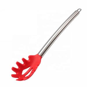 Cuillère à pâtes de haute qualité pour la cuisine, cuillère à spaghetti avec manche creux, utilisation domestique, manche en acier inoxydable, fourchette à pâtes en silicone - Product Image 2