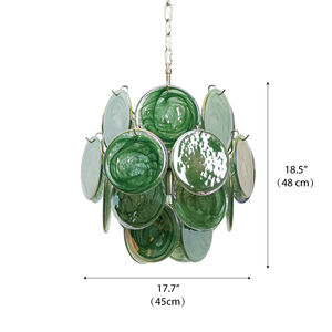 Lustre italien en verre de Murano de style moderne du milieu du siècle, soufflé à la main, en verre vert, texture en spirale, lustre en verre haut de gamme de la région de la <span class=keywords><strong>Loire</strong></span> - Product Image 5