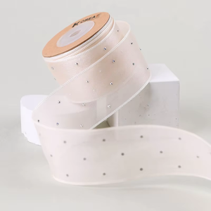 Pita Tulle berlian imitasi polos Solid 4/5cm gaya manis untuk Diy pita dekorasi kotak hadiah pita Organza berlian - Product Image 2