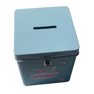 Boîte en fer blanc carrée personnalisée en gros avec petit cadenas, tirelire en métal, boîte à monnaie et pot d'épargne pour enfants - Product Image 6