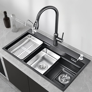 Fregadero de cocina grande de un solo tazón, hecho a mano, de acero inoxidable 304, color gris bronce, para montaje bajo encimera o sobre encimera - Product Image 1