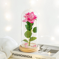 Rose artificielle faite à la main en tissu, fleur éternelle sous cloche en verre, petit cadeau, décoration de bureau, Saint-Valentin, Noël 20251120