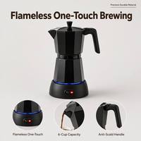 Cafetière électrique Moka 6 tasses, chauffage sans flamme, machine à expresso, poignée anti-brûlure, fonctionnement à une touche pour la maison, le bureau, la cuisine