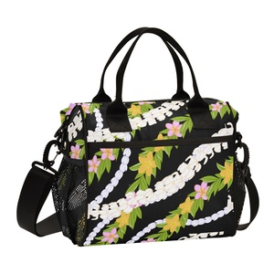 Wholesale Puakenikeni Lei Flower Design Custom Reusable Insulated Cooler Bag Thermal Zipper Picnic Cool Lunch Bag - Product Image 1