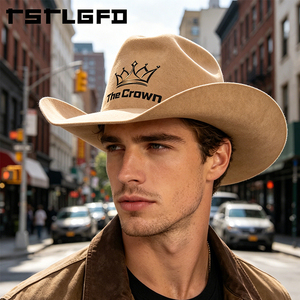 Custom Logo Vintage Wool Felt Cowboy <b>Hat</b> Wholesale Bulk Tan Wide Brim <b>Western</b> <b>Hat</b> Structured Manufacturer - Product Image 3