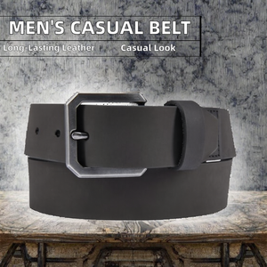 Cinturón de Cuero Genuino para Hombre, Hebilla de Cobre, Color Sólido, Casual/Formal - Product Image 2