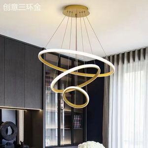 Lampadario <span class=keywords><strong>a</strong></span> Sospensione Rotondo Bianco Design <span class=keywords><strong>a</strong></span> 3 Anelli in Acrilico 80 <span class=keywords><strong>LED</strong></span> Moderno <span class=keywords><strong>per</strong></span> Soggiorno Lampada <span class=keywords><strong>a</strong></span> Sospensione - Product Image 2