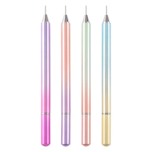 Pluma de punto de uñas de doble cabeza de Metal degradado, herramienta de manicura con diamantes de imitación, Gel de uñas, crayón de diamante, cabeza de cera, pluma de puntos para decoración de uñas - Product Image 1