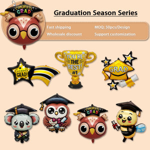 Nouveauté 2026 : Ballons en aluminium réutilisables et durables, motifs hibou et koala de dessin animé, pour la remise des diplômes et la rentrée scolaire, <span class=keywords><strong>d</strong></span>écorations de fête - Product Image 1