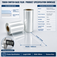 Film de base pour interrupteur à membrane BOPET 50 µm (ECD) traité corona d'un côté - Haute résistance diélectrique pour applications FPC et interrupteurs tactiles