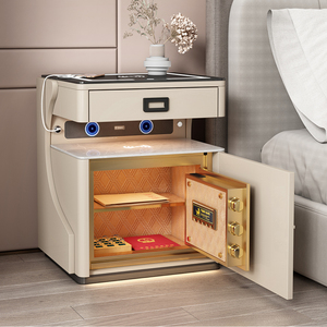 Chất lượng cao hiện đại sang trọng thông minh Bàn Cạnh Giường ngủ với đèn LED không dây sạc an toàn Bluetooth Loa phòng ngủ đồ nội thất bằng gỗ - Product Image 2