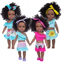 Hot Koop Realistische Levensechte Afro-amerikaanse Pasgeboren Kids Kinderen Mini Meisje Speelgoed Set Siliconen Zwart Reborn Baby Pop