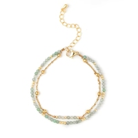 Pulsera de Doble Capa con Cuentas de Piedra Natural y Cadena de Acero Inoxidable Dorado, Collar de Moda