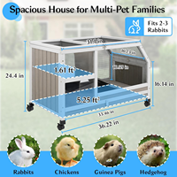 Cage à lapins d'extérieur de 36 pouces avec roulettes et enclos, cage à cobayes en bois à 2 étages, maison pour lapins, canards et lapins