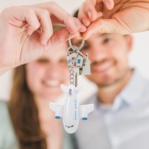 3D Mini Airplane Shaped Iron LED Keychain Flashlight with UV Printing Promotional Gift Sound & Flashing Light - Product Image 3