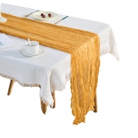 Chemin de table plissé torsadé en polyester froissé style européen, motif uni, idéal pour mariages et fêtes - Bali Gauze