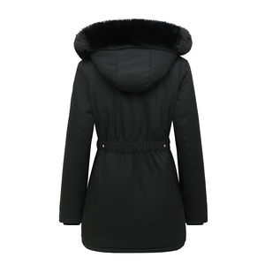 Nouvelle collection Hiver 2025 – Manteau long en coton simple pour <span class=keywords><strong>femme</strong></span> avec col en fourrure et revers, veste chaude en duvet de coton - Product Image 2