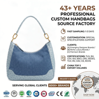 Sac Hobo en Jean Bleu Poussière avec Bordure Gaufrée en Plumes d'Autruche et Chaîne Dorée – Sac à Bandoulière Chic Quotidien pour Femme – Personnalisation OEM