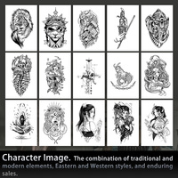 Caractère et Beats Design Tatouage Temporaire Style Sacré Tatouage Semi Permanent Étanche Durable pendant 2 Semaines Tatouage À Base De Plantes pour Bras