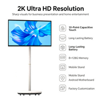 Moniteur tactile capacitif 10 points 1080p intelligent de 32 pouces pour chambre à coucher, 8 Go + 128 Go, Android, point d'accès Wi-Fi, support mobile amovible