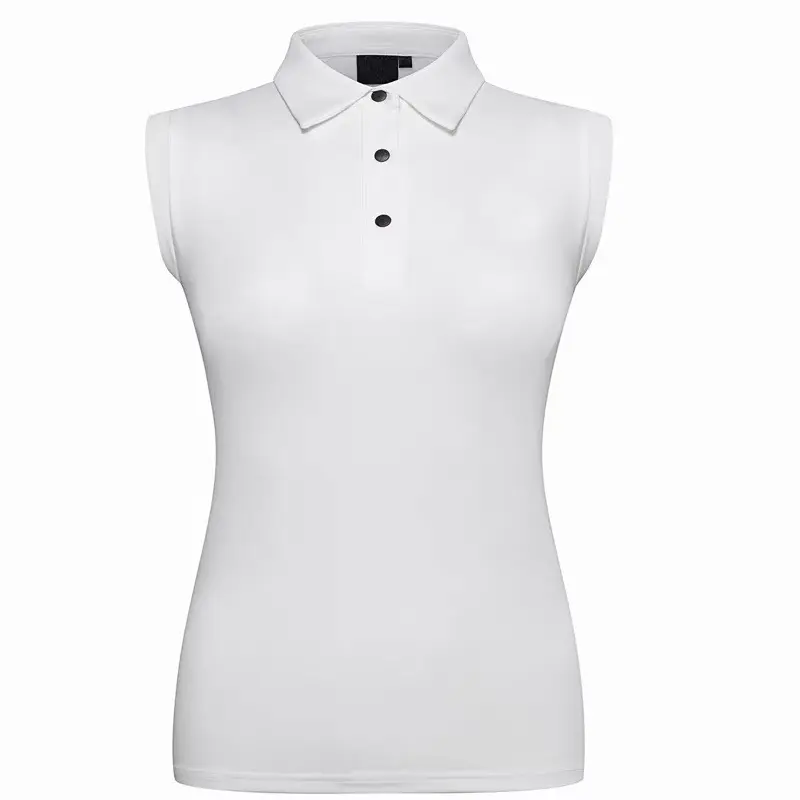 wholesale polyester spandex high quality polo shirt ladies knitted sleeveless top golf polo women sleeveless golf polo tank top