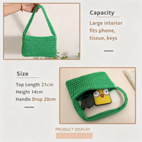 Sac fourre-tout décontracté en coton au crochet, polyvalent et personnalisé, petit sac carré à porter sous le bras, style frais, pour femme, simplicité urbaine, OEM