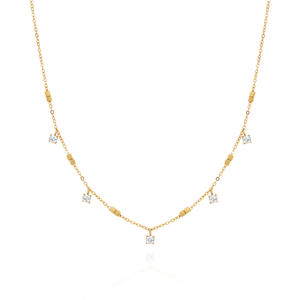 Collar de acero inoxidable chapado en oro con circonita y diamantes, geométricamente simple y versátil, collar clásico para mujer. - Product Image 1