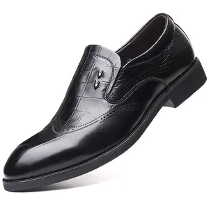 De gros ascenseur noir chaussures hommes-Chaussures en cuir noir pour hommes, souliers pour augmenter la hauteur, vente en gros, 11 paires