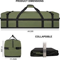Sac de voyage pliable en polyester imperméable extra large de 45 pouces et 110 L avec fermeture éclair pour le camping et le rangement d'équipements sportifs