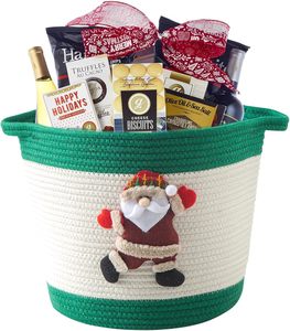 Amaz0n Cesta <span class=keywords><strong>de</strong></span> tendencia <span class=keywords><strong>de</strong></span> alta calidad Diseño navideño Cuerda <span class=keywords><strong>de</strong></span> algodón Cesta redonda tejida con asa - Product Image 4
