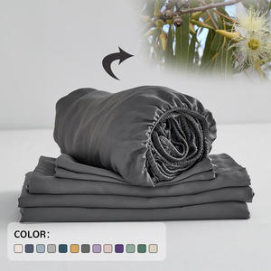 卸売4個ホテル100% ユーカリ通気性ディープポケット卸売リヨセルベッドシーツディープポケット - Product Image 1