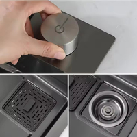 Évier de cuisine moderne de luxe en acier inoxydable simple ou double, évier de cuisine multifonctionnel en acier épaissi fait à la main